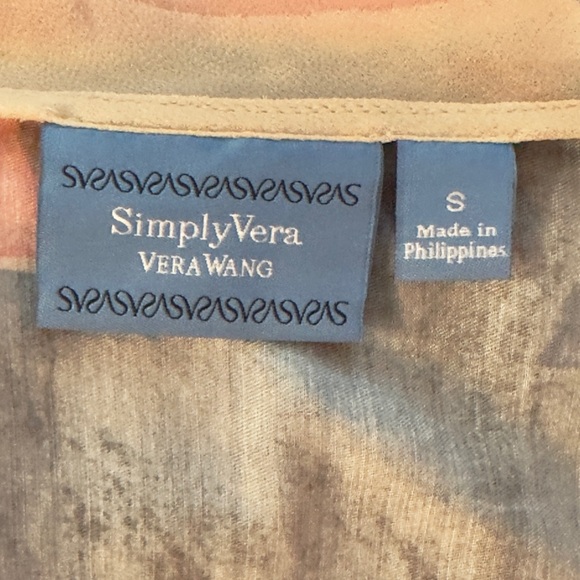 #44 SIMPLY VERA VERA WANG ~ Pink and Blue Sleeveless Blouse w/Chiffon Detail - Picture 3 of 8